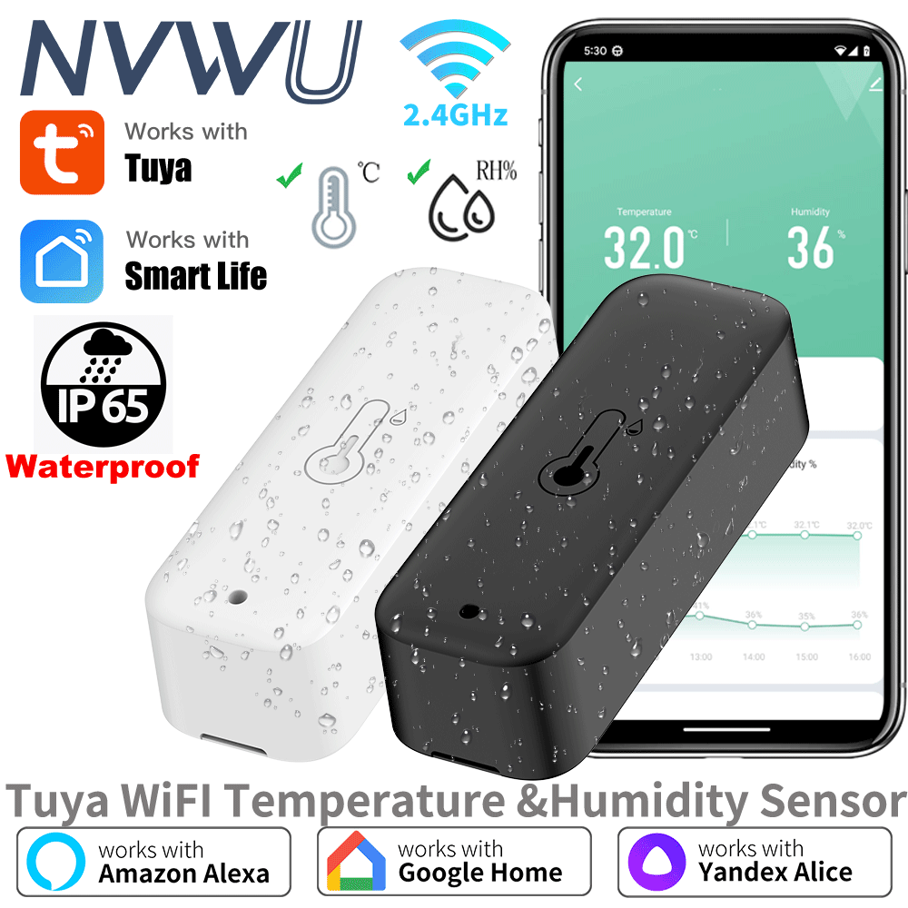 Smart Garden Arduino - Tuya WiFi temperatuur-vochtigheidssensor IP65 waterdichte thermometer